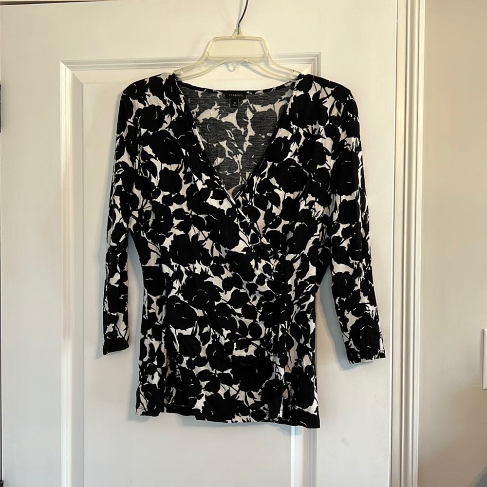 Talbots Faux Wrap Floral Blouse